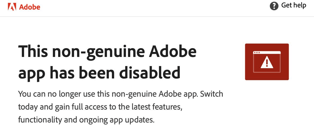 提示”this Adobe app is not available”的解决方法